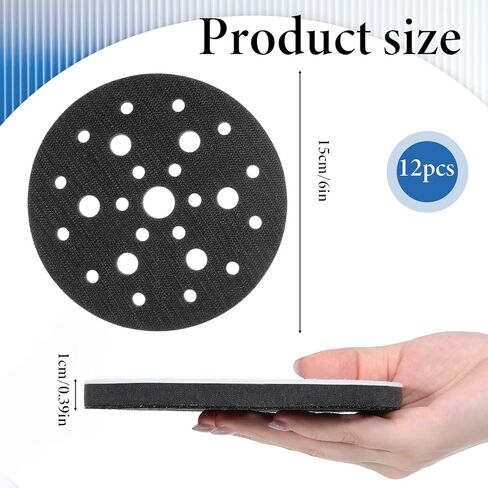 12 قطعة من وسادات الواجهة الإسفنجية، 6 بوصة 25 فتحة خطاف وحلقة إسفنجية ناعمة الكثافة وسادة دعم عازلة، وسادات سنفرة إسفنجية احترافية لتلميع أعمال الخشب والصنفرة المدارية in Kuwait