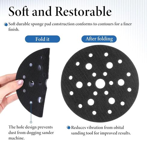 12 قطعة من وسادات الواجهة الإسفنجية، 6 بوصة 25 فتحة خطاف وحلقة إسفنجية ناعمة الكثافة وسادة دعم عازلة، وسادات سنفرة إسفنجية احترافية لتلميع أعمال الخشب والصنفرة المدارية in Kuwait