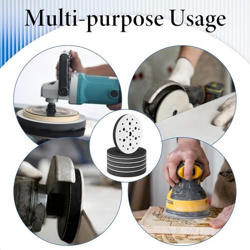 12 قطعة من وسادات الواجهة الإسفنجية، 6 بوصة 25 فتحة خطاف وحلقة إسفنجية ناعمة الكثافة وسادة دعم عازلة، وسادات سنفرة إسفنجية احترافية لتلميع أعمال الخشب والصنفرة المدارية in Kuwait