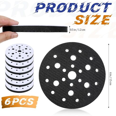 5 Pcs Interface Pads, 6 Inch 25 Holes Round Soft Density Foam Sanding Pads 12 mm Thick Hook and Loop Sponge Cushion Buffer Sponge Sanding Disc Backing Pad for Orbital Sander, Woodworking in Saudi Arabia