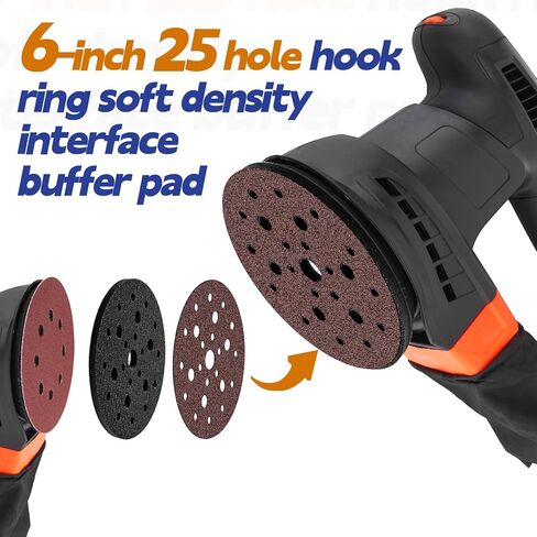 5 Pcs Interface Pads, 6 Inch 25 Holes Round Soft Density Foam Sanding Pads 12 mm Thick Hook and Loop Sponge Cushion Buffer Sponge Sanding Disc Backing Pad for Orbital Sander, Woodworking in Saudi Arabia