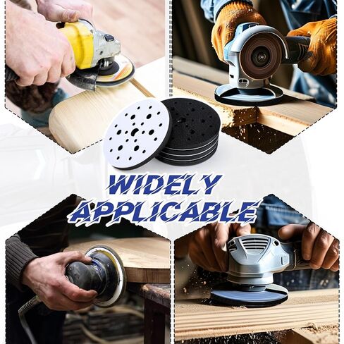 5 Pcs Interface Pads, 6 Inch 25 Holes Round Soft Density Foam Sanding Pads 12 mm Thick Hook and Loop Sponge Cushion Buffer Sponge Sanding Disc Backing Pad for Orbital Sander, Woodworking in Saudi Arabia