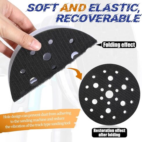 5 Pcs Interface Pads, 6 Inch 25 Holes Round Soft Density Foam Sanding Pads 12 mm Thick Hook and Loop Sponge Cushion Buffer Sponge Sanding Disc Backing Pad for Orbital Sander, Woodworking in Saudi Arabia