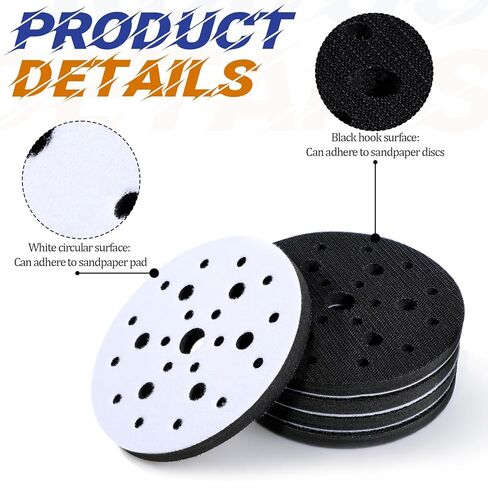 5 Pcs Interface Pads, 6 Inch 25 Holes Round Soft Density Foam Sanding Pads 12 mm Thick Hook and Loop Sponge Cushion Buffer Sponge Sanding Disc Backing Pad for Orbital Sander, Woodworking in Saudi Arabia