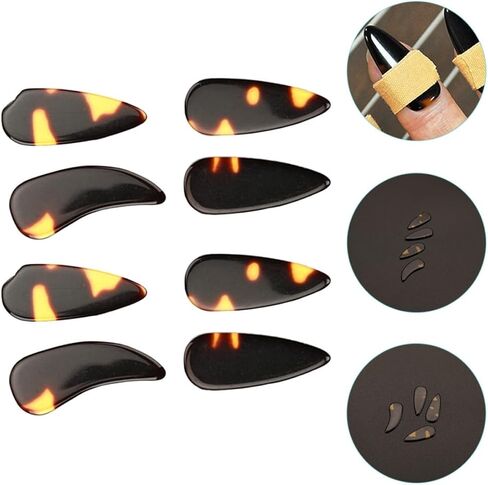 8pcs Guzheng Finger Nails Fake Picks Set, Musical Instrument Finger Protectors for Guzheng Playing, Stringed Instrument Accessories in Kuwait