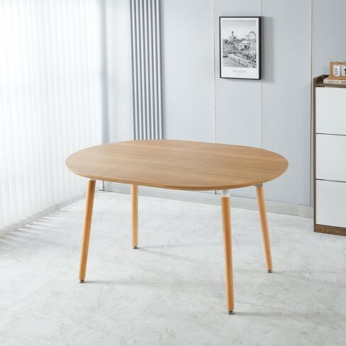 طاولة طعام مستديرة، سطح من خشب البلوط MDF بأرجل معدنية، 39.37 عرض × 29.52 ارتفاع بوصة in Saudi Arabia