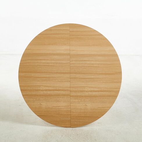 طاولة طعام مستديرة، سطح من خشب البلوط MDF بأرجل معدنية، 39.37 عرض × 29.52 ارتفاع بوصة in Saudi Arabia
