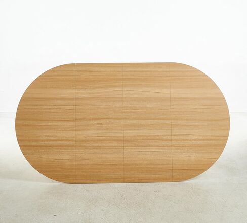 طاولة طعام مستديرة، سطح من خشب البلوط MDF بأرجل معدنية، 39.37 عرض × 29.52 ارتفاع بوصة in Saudi Arabia
