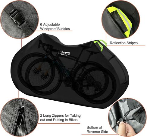 MYDAYS Bike Cover for 2 Bikes on Hitch Rack - Waterproof 600D Oxford Transport Cover for SUV, RV & Truck - Windproof Bicycle Carrier Cover with Buckles & Storage Bag - Travel Shield for E-Bikes & MTB in Kuwait