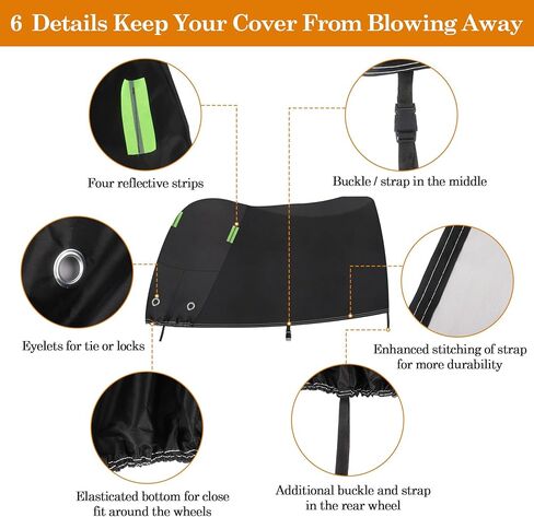 Klmnop Tandem Bicycle Cover, Extra Long Bike Waterproof Outdoor Storage Cover for 2 Seater Bike, Heavy Duty Oxford Fabric Sun Rain Snow Protector for City Electric Mountain Bikes(Black) in Saudi Arabia