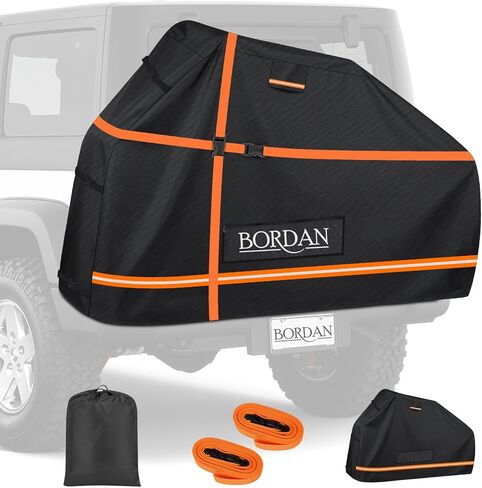 Bike Cover for Transport 2 Bikes on Rear Bike Rack, 600D Waterproof Bike Rack Covers for 2 Bikes on Hitch Travel, Outdoor Storage Bicycle Rain Cover for Transport on Rack with Straps & Storage Bag in Kuwait