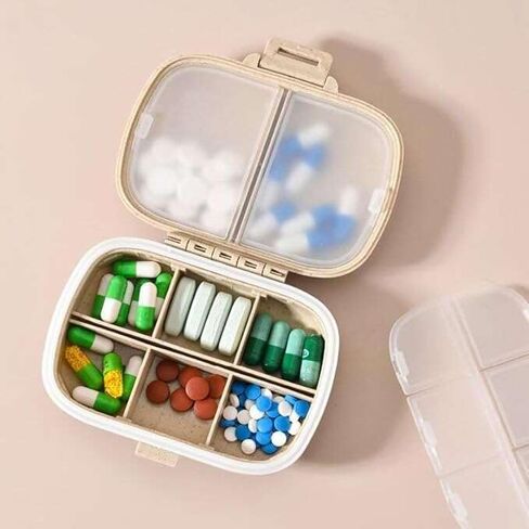 Travel Pill Organizer, Pocket Purse Medicine Organizer Khaki in Saudi Arabia