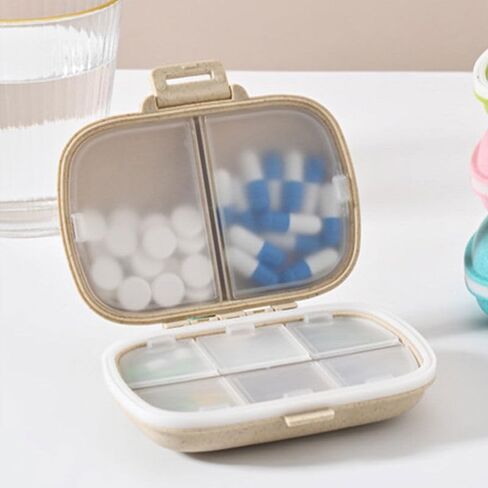Travel Pill Organizer, Pocket Purse Medicine Organizer Khaki in Saudi Arabia