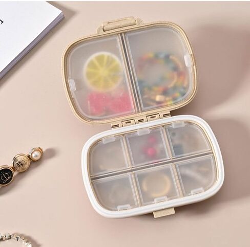 Travel Pill Organizer, Pocket Purse Medicine Organizer Khaki in Saudi Arabia
