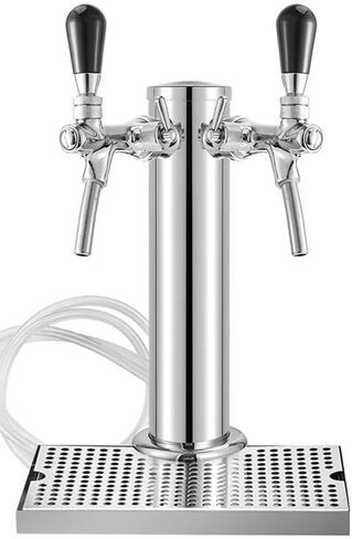 3" Dia. Stainless Steel Draft Beer Tower, Dual Faucet Kegerator Tower Beer Dispenser with Hose & Wrench, Brewing Bar Kit(Type 1) in Saudi Arabia