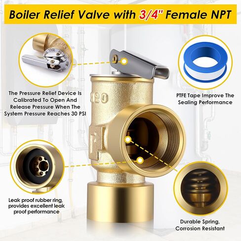 1/8 "NPT صمام تنفيس الهواء التلقائي مع 3/4" NPT صمام تخفيف الضغط لأنظمة الماء الساخن والمياه الباردة in Saudi Arabia