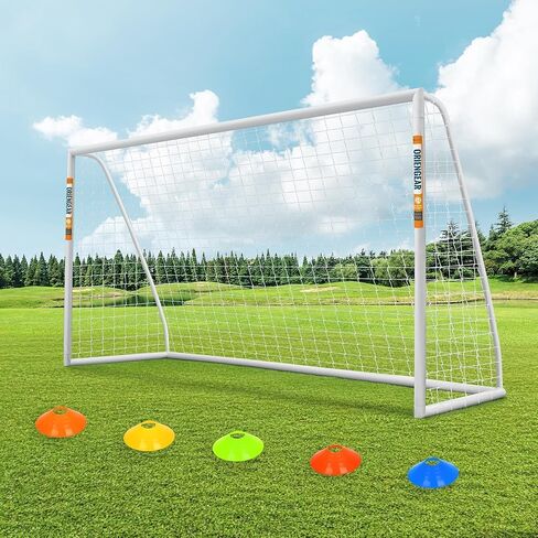 ORIENGEAR Soccer Goal, 12x6/10x6.5/8x6/6x4 Full Size Soccer Goals for Backyard, Soccer Net with Training Discs, Portable Soccer Goal for Kids and Adults with 1 Carry Bag, Porterias De Futbol in Kuwait