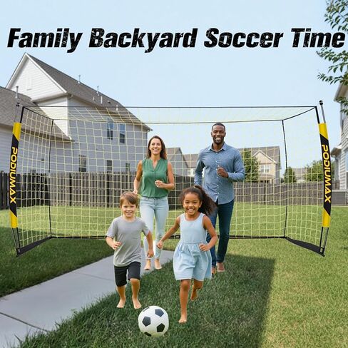 PodiuMax Soccer Goal, 12X6FT Soccer Goals for Backyard Training, Upgraded Collapsible Metal Base, Portable Soccer Goal for Indoor Outdoor, Easy Set Up Soccer Net with 1 Carry Bag & 4 Ground Stakes in Kuwait