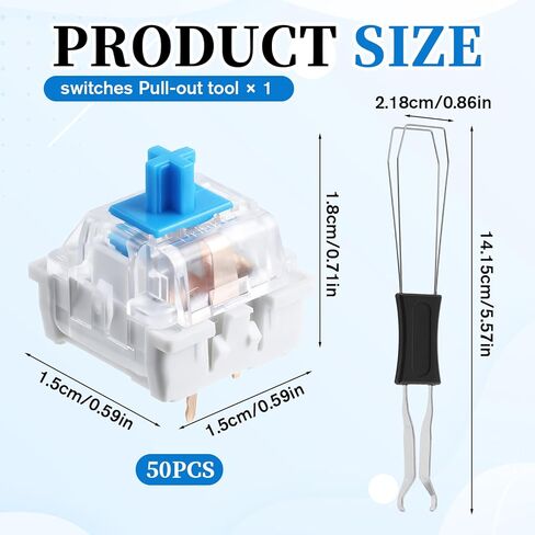 50 PCS Blue Mechanical Keyboard, Switches Keyboard Clicker with Remover Tool Key Clicker Accurate Typing Dustproof and Waterproof Keyboards Accessories for Mechanical Gaming Keyboards in Kuwait