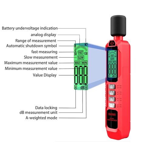Noise Decibel Meter, Decibel Meter, Digital Sound Level Meter, 30dB to 130dB Audio Noise Measurement Equipment, LCD Backlight Display, MAX/MIN Data Retention, Automatic Power-Off in Saudi Arabia