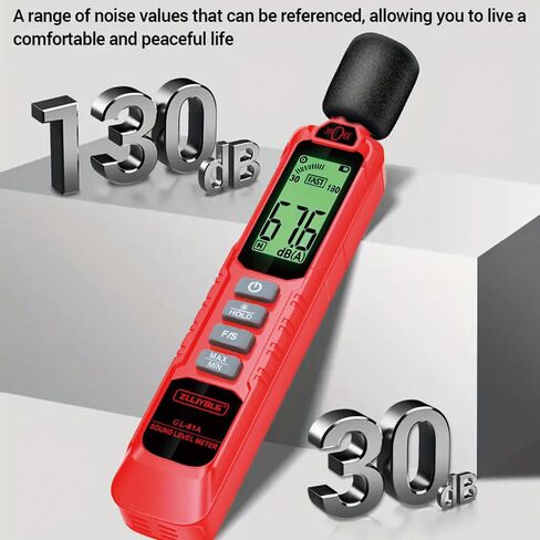 Noise Decibel Meter, Decibel Meter, Digital Sound Level Meter, 30dB to 130dB Audio Noise Measurement Equipment, LCD Backlight Display, MAX/MIN Data Retention, Automatic Power-Off in Saudi Arabia