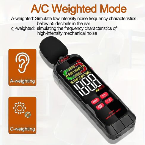 Digital Sound Level Meter, 30-130dB Decibel Meter with Backlit LCD, High Precision Noise Detector for Home, Office, Factory, Construction & Daily Use in Saudi Arabia
