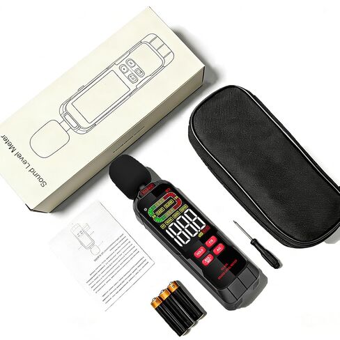 Digital Sound Level Meter, 30-130dB Decibel Meter with Backlit LCD, High Precision Noise Detector for Home, Office, Factory, Construction & Daily Use in Saudi Arabia
