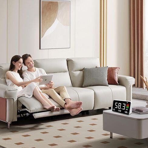 مقياس ديسيبل 5 في 1، مقياس مستوى الصوت الرقمي 30-130 ديسيبل، شاشة LED مقاس 8.5 بوصة، مقياس درجة حرارة سطح المكتب ووقت الضوضاء والرطوبة للفصول الدراسية والاستوديو والمنزل والمصنع in Kuwait