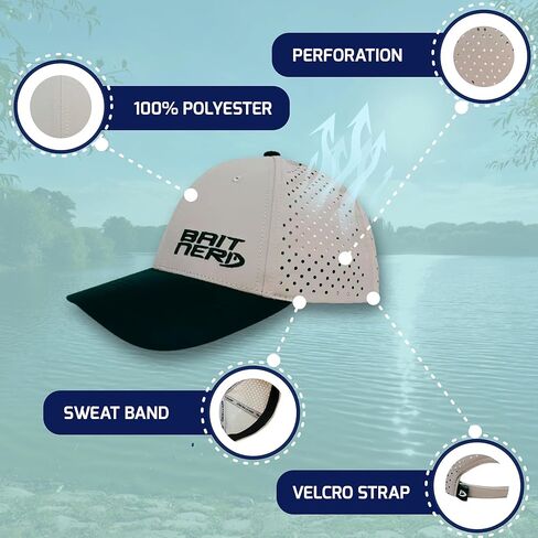 Medium-Large Premium Outdoor Fishing Cap | Breathable, Water-Resistant, UV-Protection Hat | Sweat-Proof, Washable, Adjustable Velcro Strap for Fishing, Boating & Hiking in Saudi Arabia