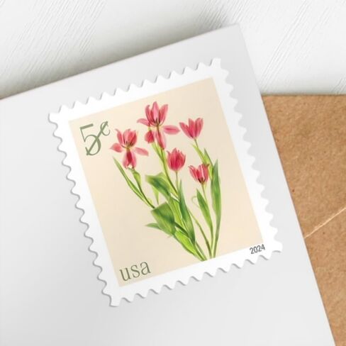 Red Tulips 2024 5-Cent (Sheet of 20) Five-Cent Denominated Mail-use Additional Postage Stamps in Kuwait