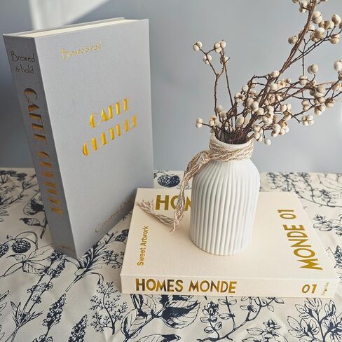 Decorative Books Set of 2 White Fake Books for Home Decoration, Photo Storage Box from Recycled Paper, Handmade Modern Aesthetic Decor for Coffee Table, Bookshelf, Mantel, Office, Gift in Kuwait