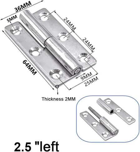 Detachable Hinge 2/2.5/3/4 Inch Stainless Steel Flag Shape for Joint Removable Hardware 1Pcs(2 inch Left) in Kuwait
