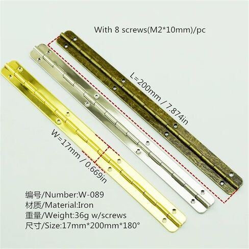 17mm*200mm Hinge Wooden Box Hardware Accessories Hinges for Furniture W-089 10Pcs(Golden) in Saudi Arabia