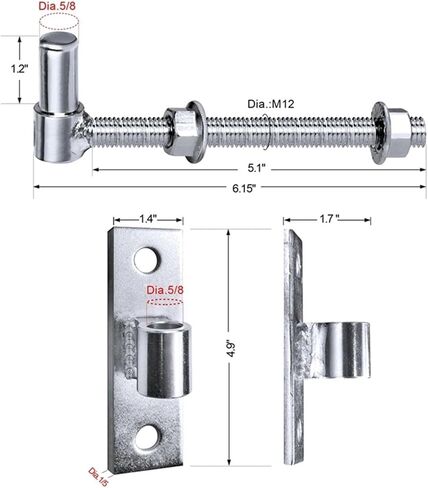 مفصلات البوابة الفضية للسياج الخشبي شديد التحمل J Bolt Hinge للمزرعة الملحومة بالفولاذ مقاس 6 بوصات قطعتان in Kuwait