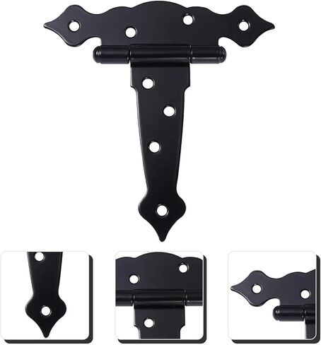 2Pcs Black Heavy Duty T Hinge Gate Hinges for Shed Yard Door Fence Hardware Metal in Kuwait