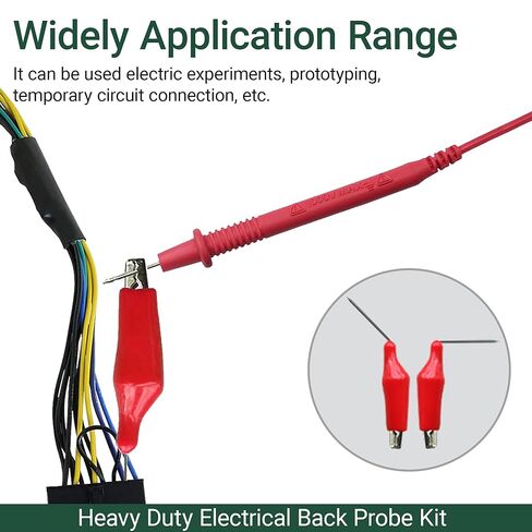 24 in 1 Heavy Duty Electrical Back Probe Kit | 4 PCS Extended Back Probe Wires | 20 PCS Alligator Clip to Back Probe Needle in Kuwait
