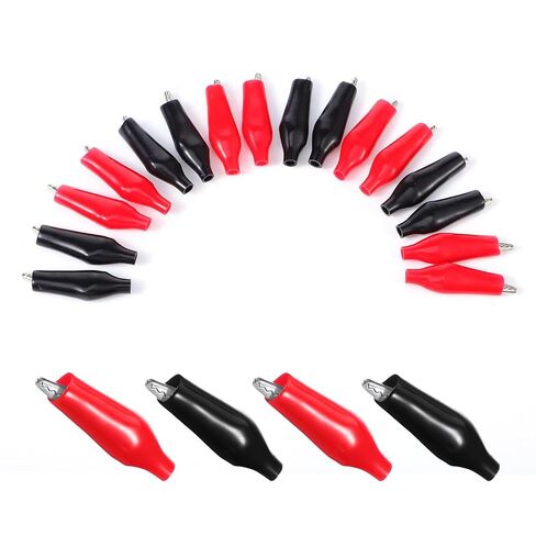 20 PCS Small Alligator Clips, Black Red Soft Insulated Boots Covered Test Clamp Electrical Battery Crocodile Clamp Alligators Clip, Small Metal Electrical Clamps with Protective, 4.3cm in Saudi Arabia