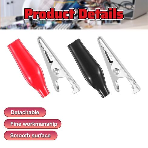 20 PCS Small Alligator Clips, Black Red Soft Insulated Boots Covered Test Clamp Electrical Battery Crocodile Clamp Alligators Clip, Small Metal Electrical Clamps with Protective, 4.3cm in Saudi Arabia