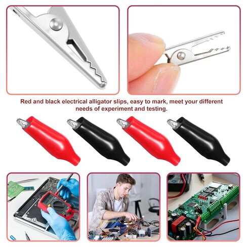 20 PCS Small Alligator Clips, Black Red Soft Insulated Boots Covered Test Clamp Electrical Battery Crocodile Clamp Alligators Clip, Small Metal Electrical Clamps with Protective, 4.3cm in Saudi Arabia