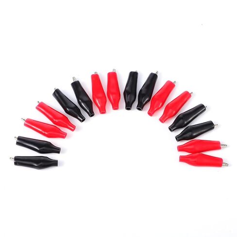 20 PCS Small Alligator Clips, Black Red Soft Insulated Boots Covered Test Clamp Electrical Battery Crocodile Clamp Alligators Clip, Small Metal Electrical Clamps with Protective, 4.3cm in Saudi Arabia