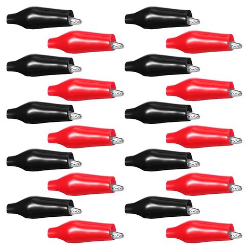 20 PCS Small Alligator Clips, Black Red Soft Insulated Boots Covered Test Clamp Electrical Battery Crocodile Clamp Alligators Clip, Small Metal Electrical Clamps with Protective, 4.3cm in Saudi Arabia