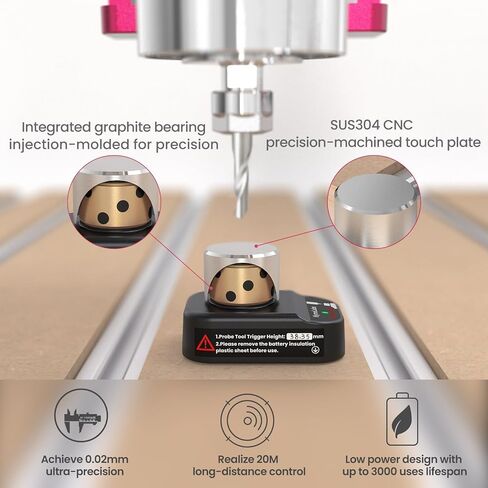 جهاز التوجيه CNC اللاسلكي Z-Axis Probe Tool Setter 3-Pin DC 5–24V، مفتوح عادة (NO)، لآلات نقش جهاز التوجيه CNC، متوافق مع GRBL، Mach3 وأنظمة CNC الأخرى in Kuwait