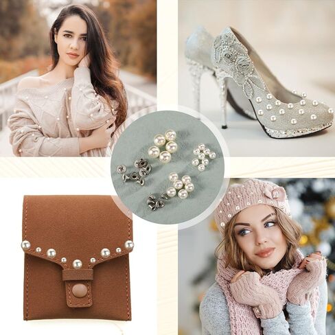 400 Pearls for Clothing Decoration Mix Size Include 200 Rivets for Fabric and 200 Faux Pearls Jean Decor Leather Hat Shoe Clothes Bag Skirt Bridal Veil DIY Accessories, Tool Fix(6mm, 8mm, 10mm) in Kuwait