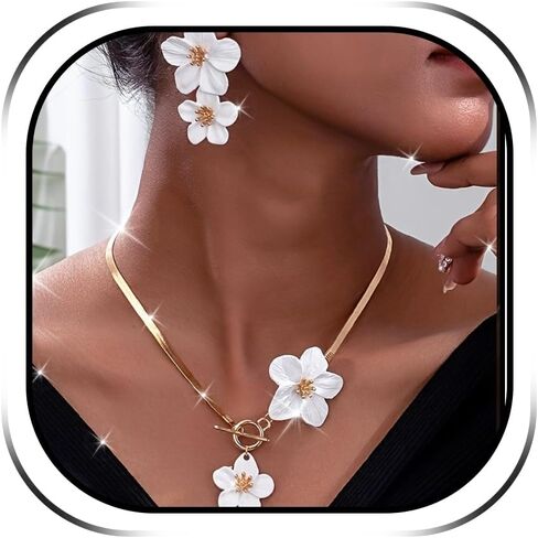 قلادة أقراط زهرة مجموعة زهرة الزهور المجوهرات الكبيرة بيان الأقراط in Kuwait