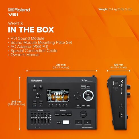 Roland V51 V-Drums Sound Module | Intuitive Interface Designed for V-Drums 5 Series | Advanced Sound Engine | Onboard Sound Library | Expanded Hands On Controls | Enhanced Connectivity Options in Saudi Arabia