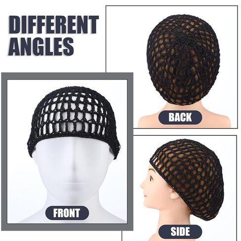 Geyoga 24 Pcs Mesh Hair Net Rayon Knit Crochet Hair Net Black Hairnet Reusable Short Women Hairnet Wrap for Women Sleeping in Kuwait
