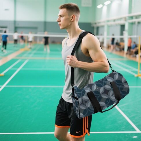 Muted Blue Lattice Foldable Mens Gym Bag Oxford Tote Bags Adjustable Shoulder Strap, Convertible Carry Backpack Girly Gym Bag For Dance Boxing Backpack in Kuwait