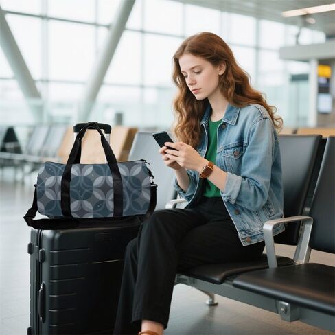 Muted Blue Lattice Foldable Mens Gym Bag Oxford Tote Bags Adjustable Shoulder Strap, Convertible Carry Backpack Girly Gym Bag For Dance Boxing Backpack in Kuwait