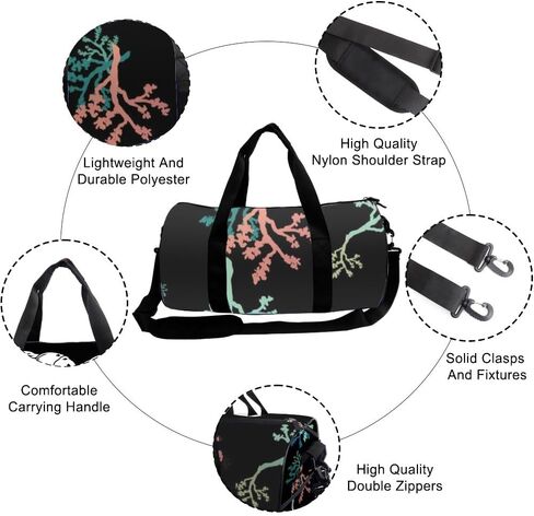 Coral Branch Stain-Resistant Workout Bag For Men Women Oxford Tote Bags Adjustable Shoulder Strap, Convertible Carry Backpack Vintage Duffle Bag For Weekend Football Gym Gear Women in Kuwait