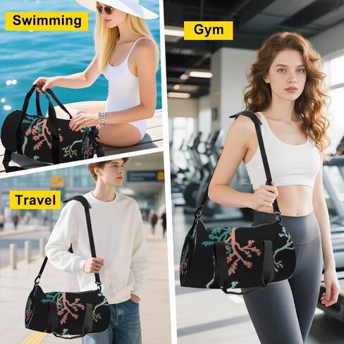 Coral Branch Stain-Resistant Workout Bag For Men Women Oxford Tote Bags Adjustable Shoulder Strap, Convertible Carry Backpack Vintage Duffle Bag For Weekend Football Gym Gear Women in Kuwait